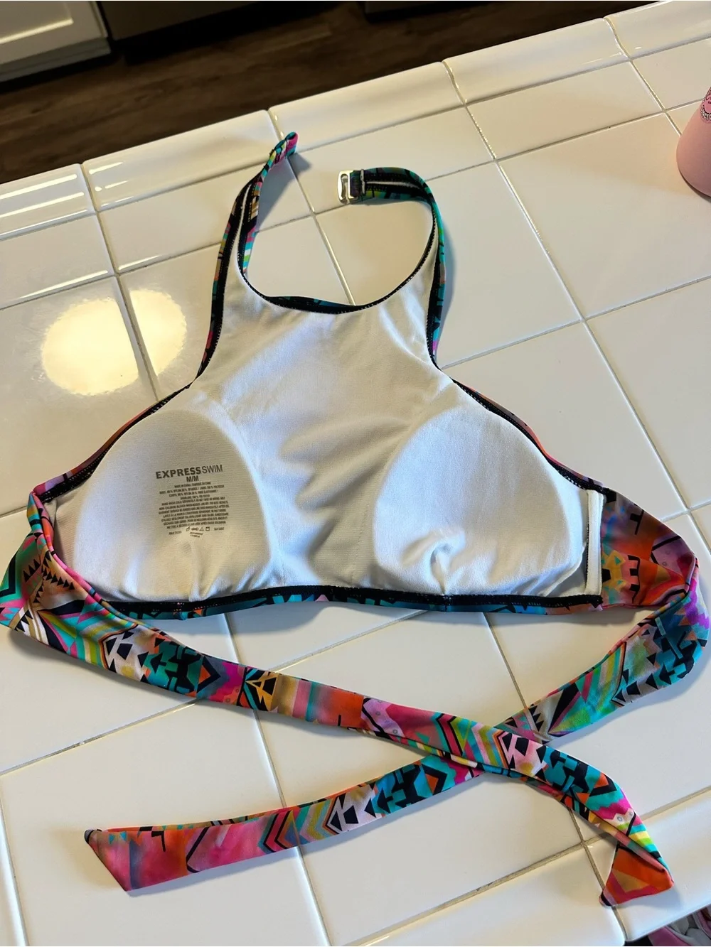 Multi-Color Patterned High-Neck Swim Top - Picture 10 of 10